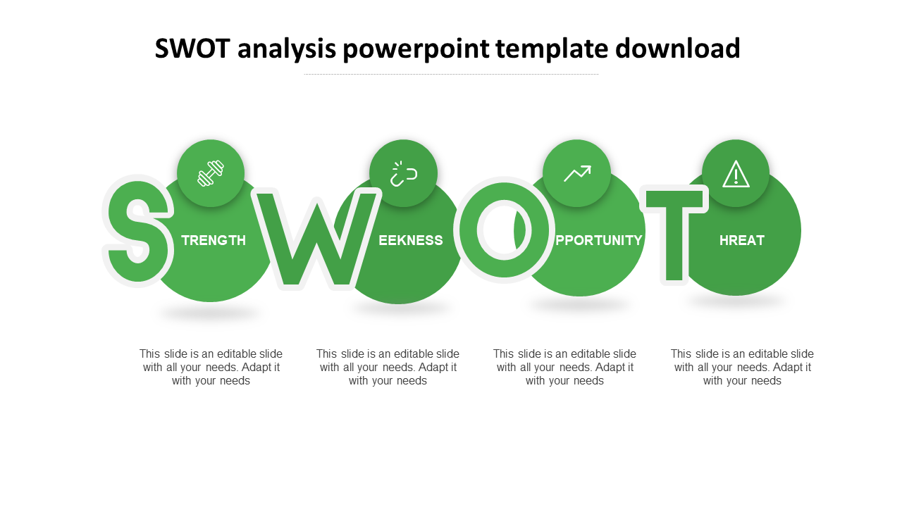 swot analysis powerpoint template download-green